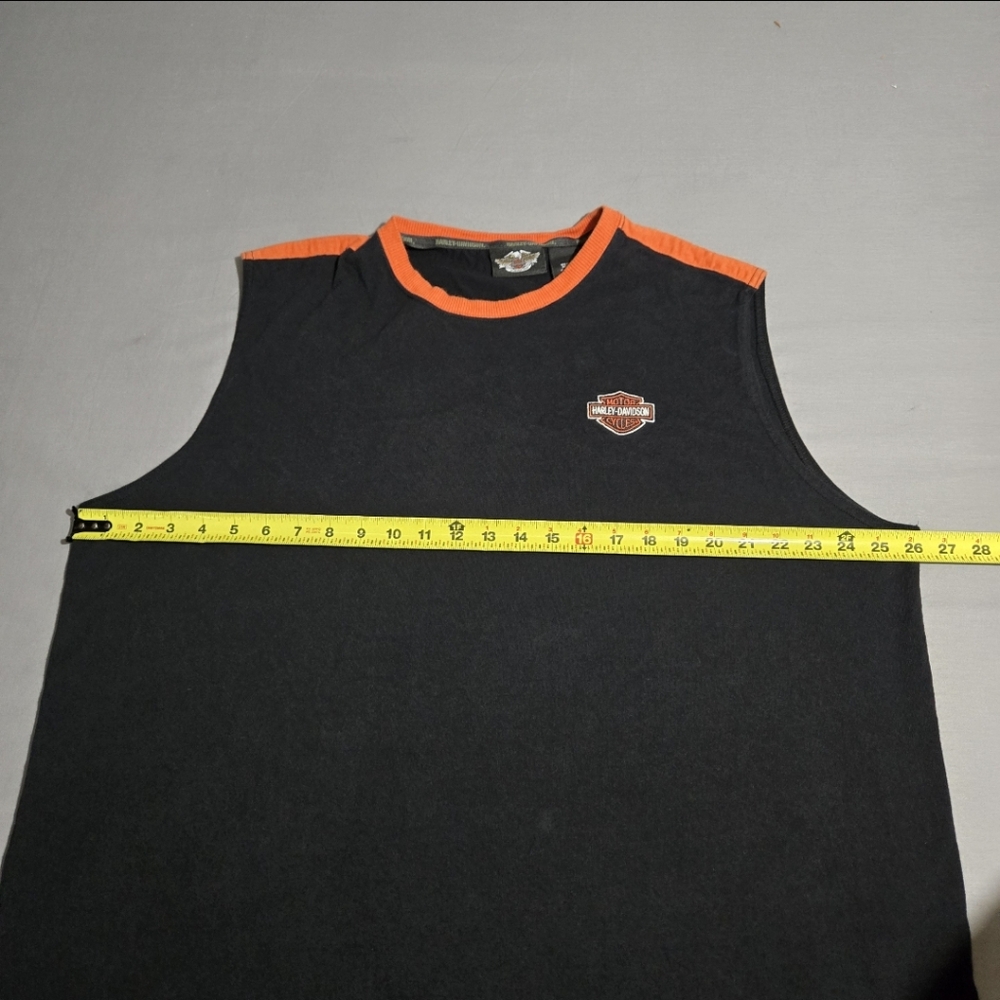 VINTAGE Harley Davidson Tank Top Mens XXL Black Eagle Checkered Flag Embroidered - Picture 5 of 11